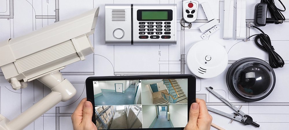smoke alarms, security cameras and monitored alarm system