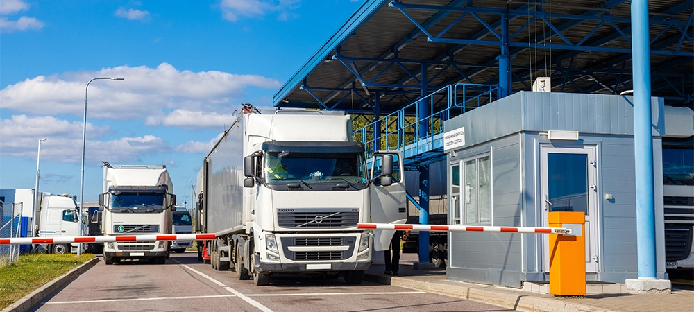 Truck queue at customs