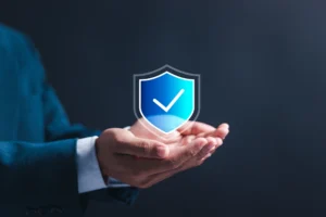 Insurance and assurance concept, Businessman holding virtual insurance icons for medical, life, car, home, travel insurance.